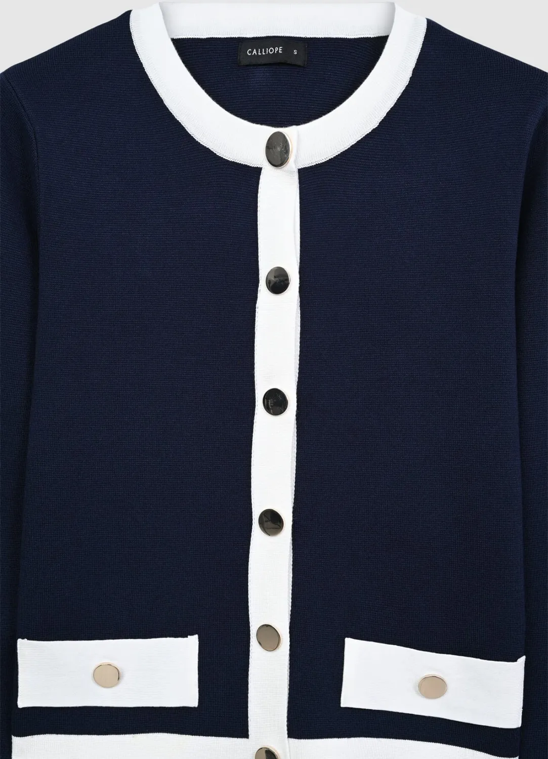 Calliope cardigan boutons dorés gilet femme col rond