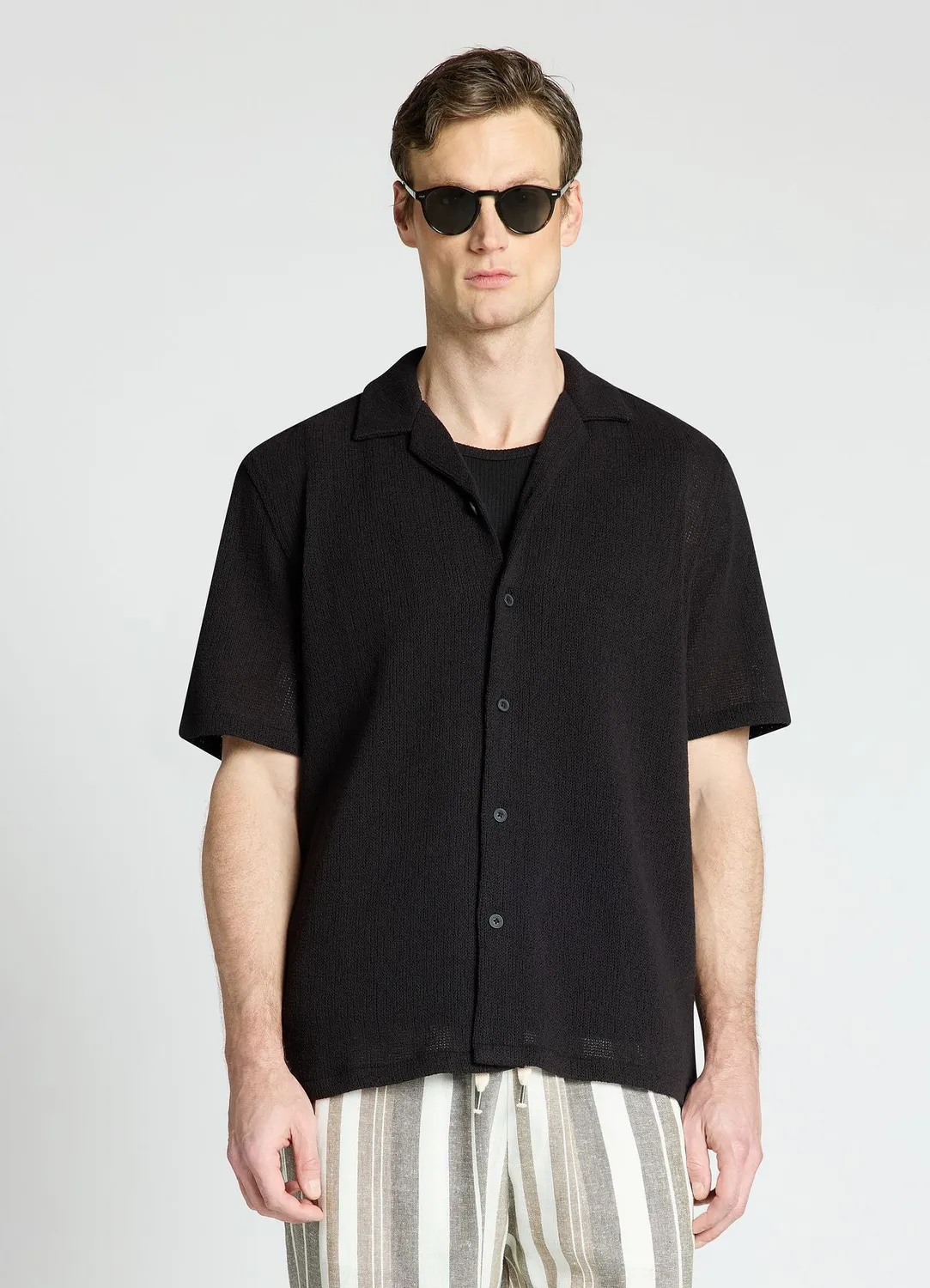 Calliope chemise bowling homme coton unie manches courtes