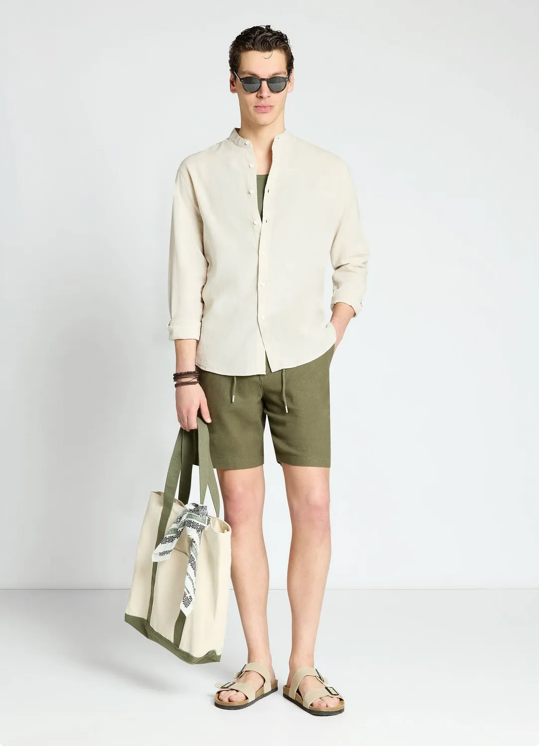 Calliope Camicia collo coreana chemise homme lin