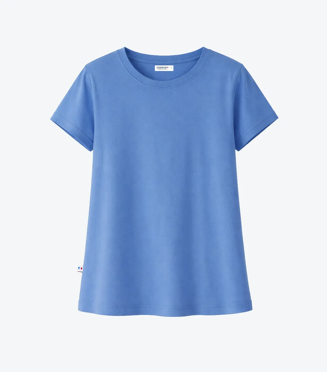 Cocorico Intemporel t-shirt pyjama femme bleu coton