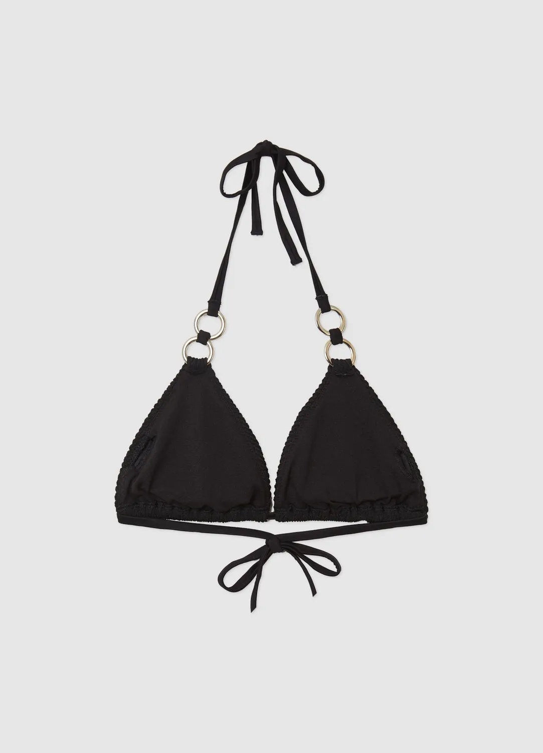 Calliope haut de bikini triangle à anneaux tissu gaufré