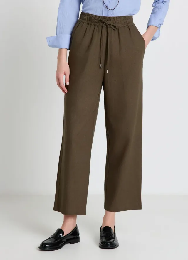 Calliope pantalon jogger lin large taille haute femme