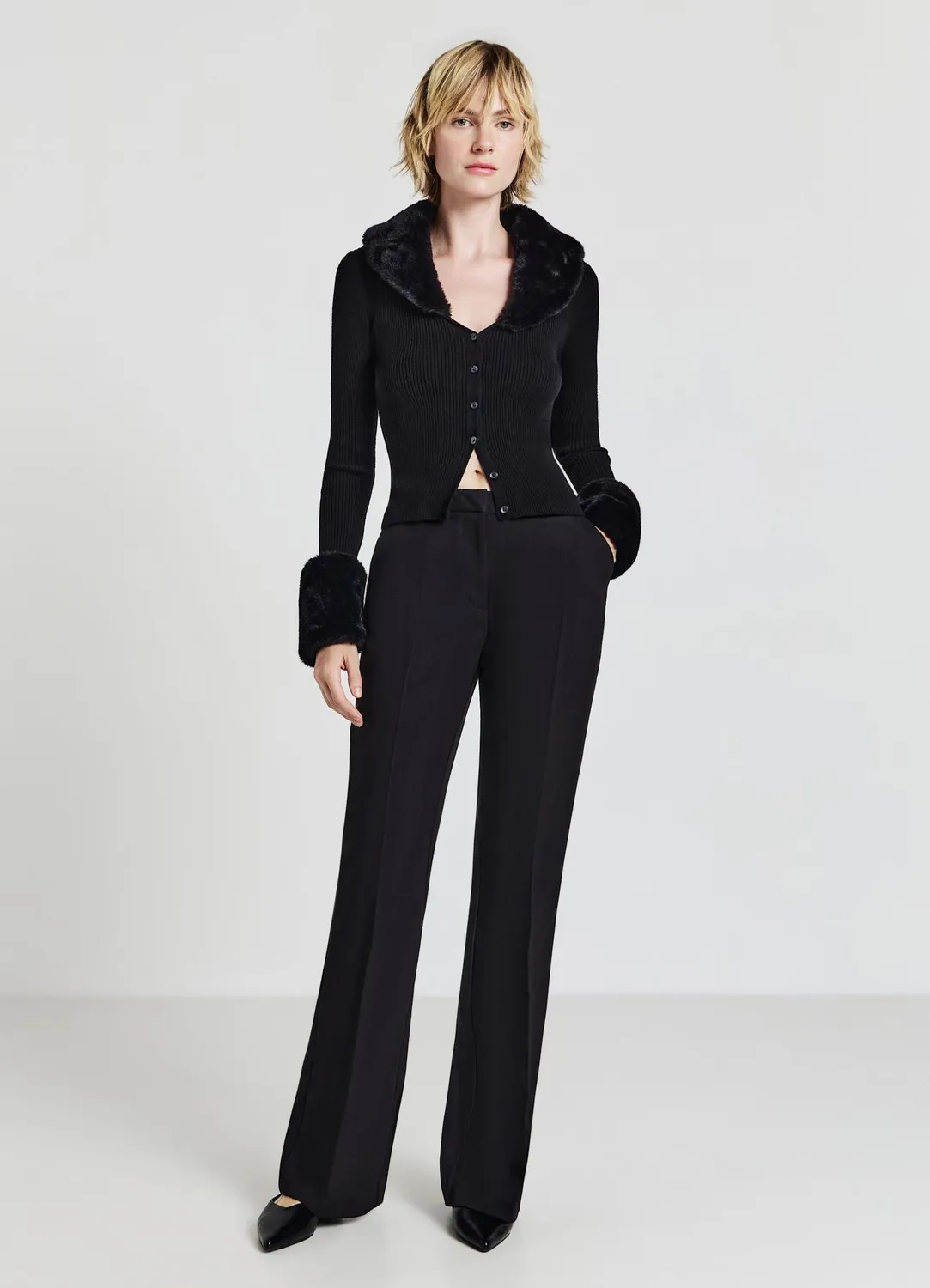 Calliope cardigan fausse fourrure femme col fourrure