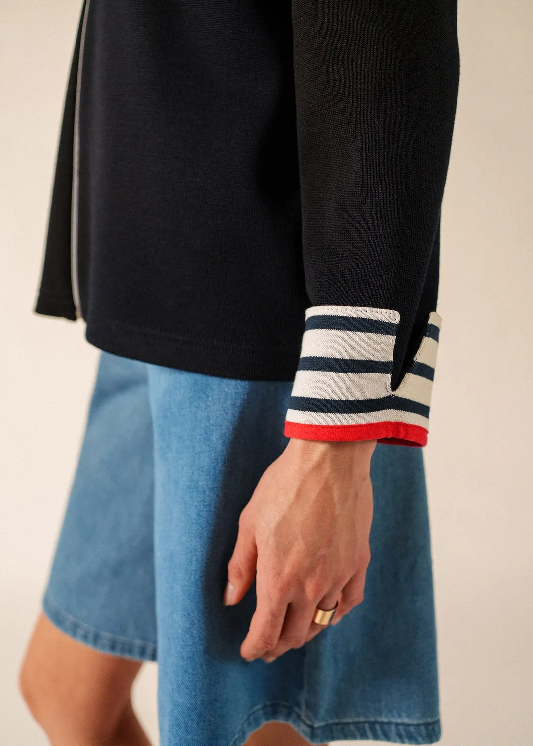 Saint James La Rochelle gilet zippé navy laine coton