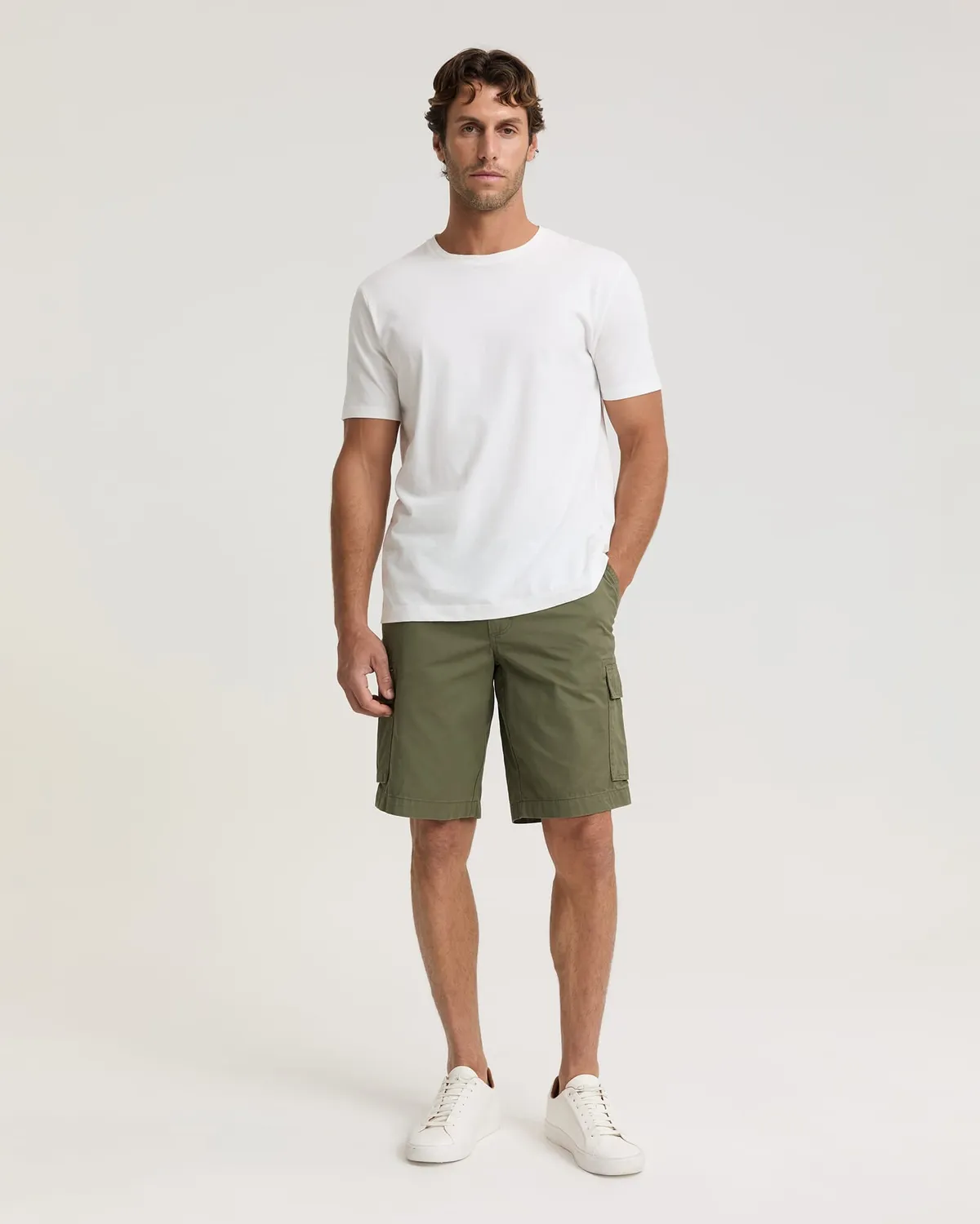 Sportscraft Cargo Short Homme Coton Genou Délavé Poches Cargo