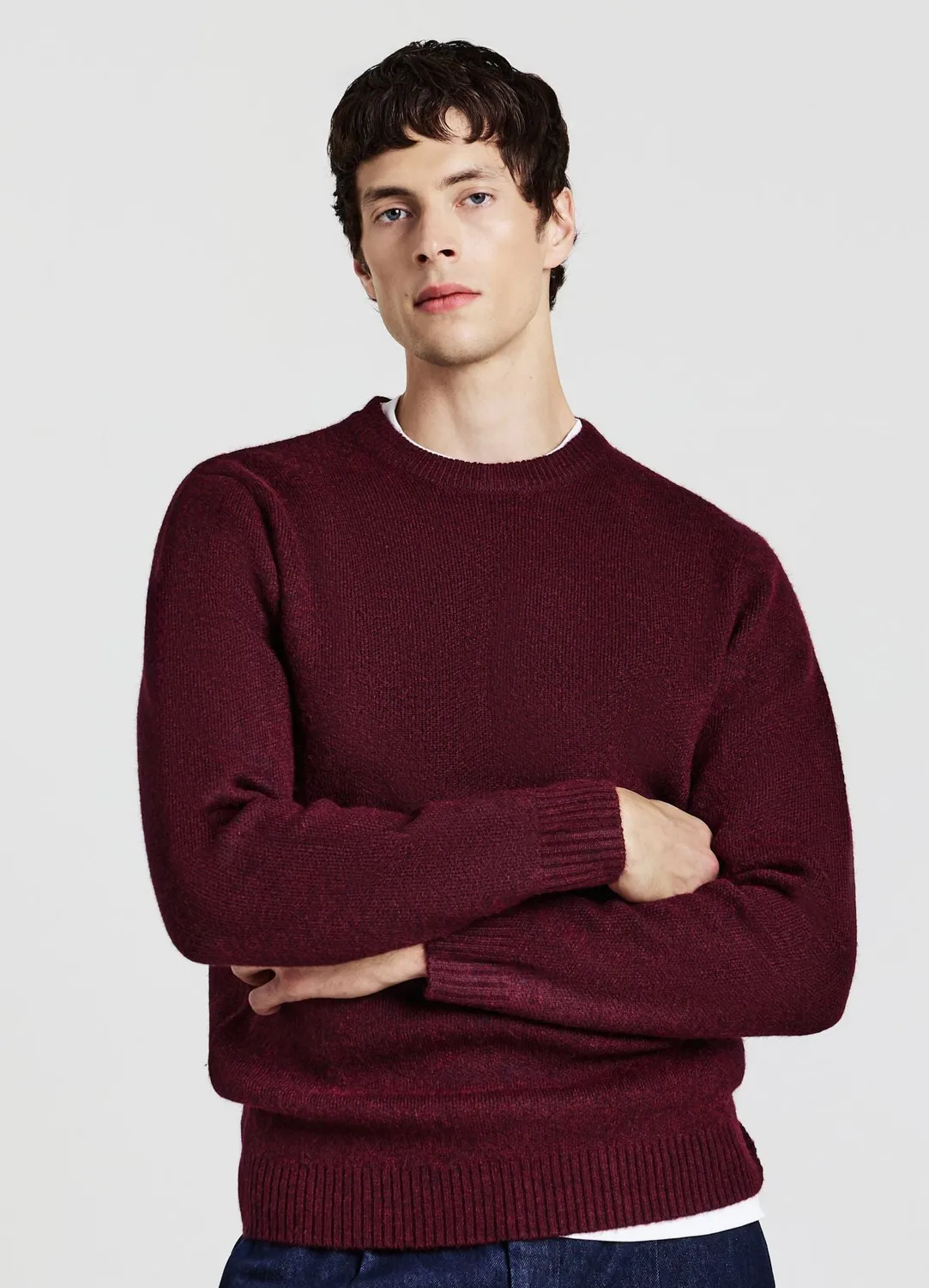 Calliope pull col rond homme uni manches longues