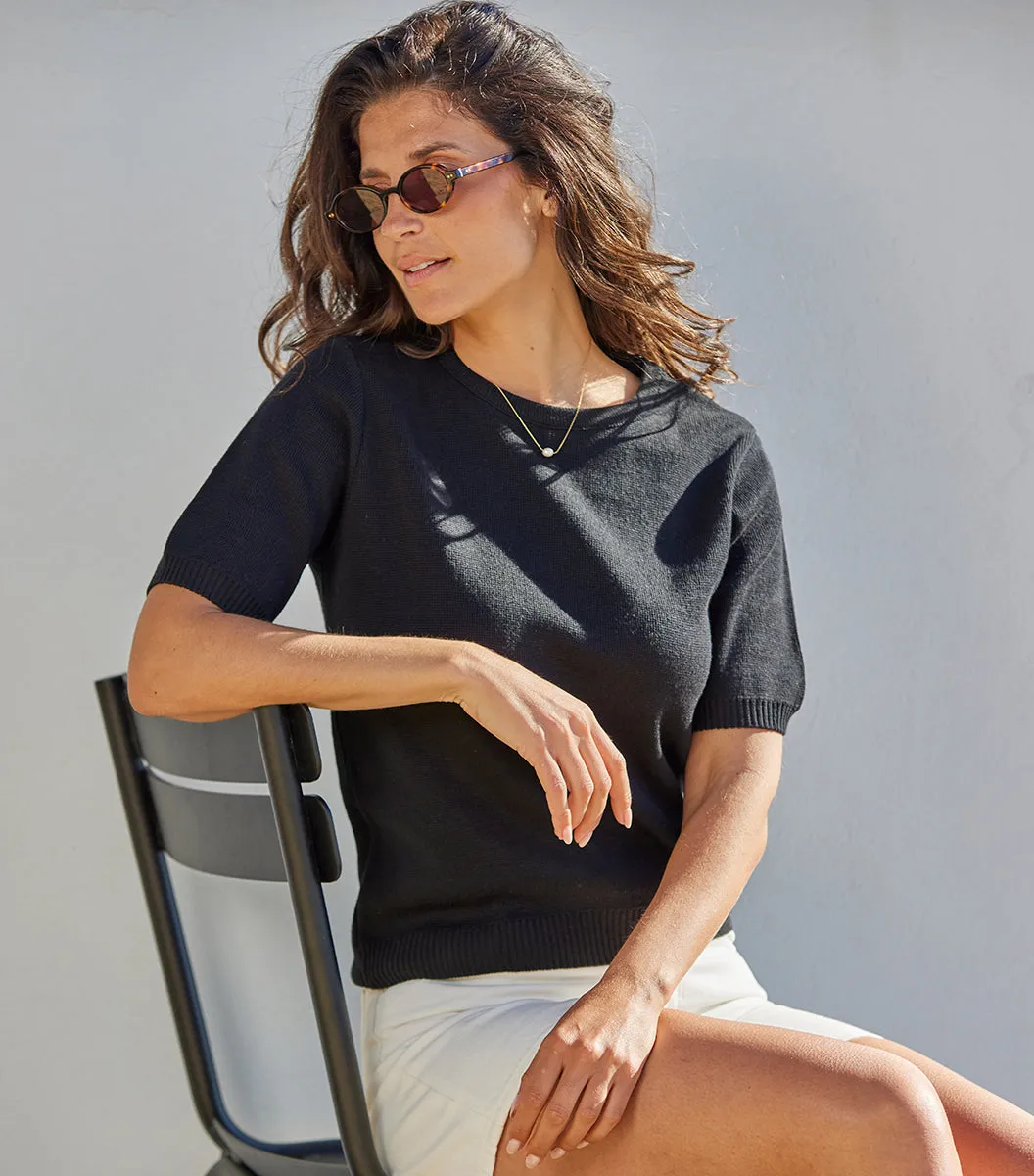 Cocorico t-shirt maille femme noir coton