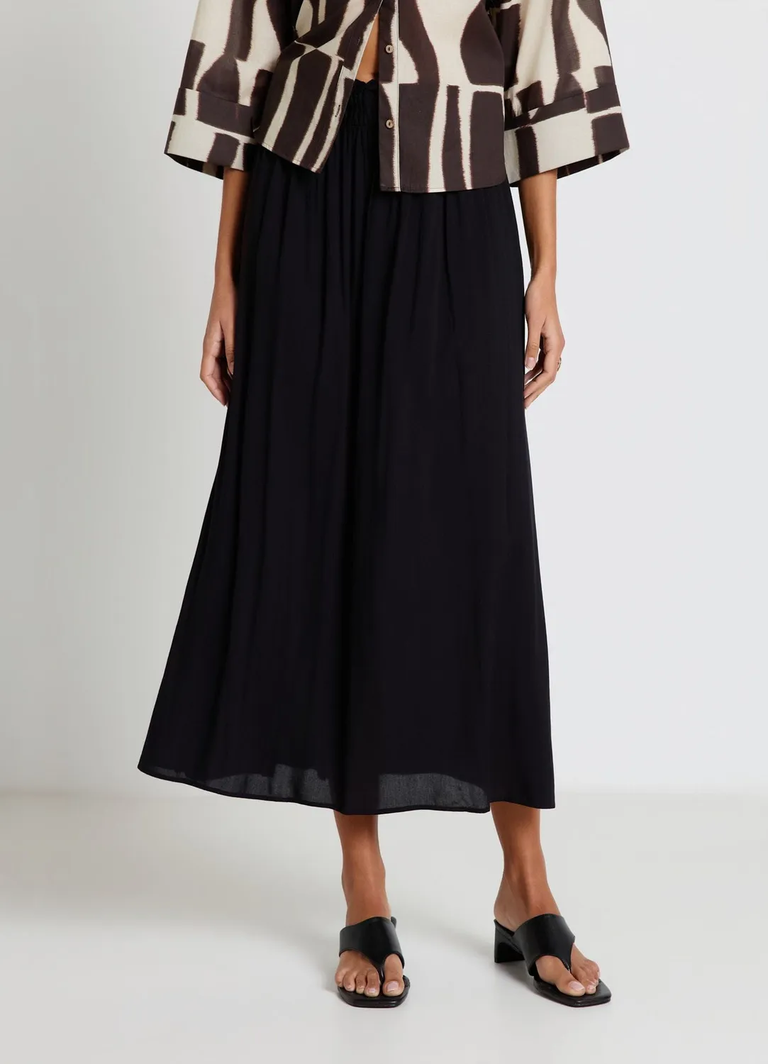 Calliope Jupe midi femme évasée taille élastique