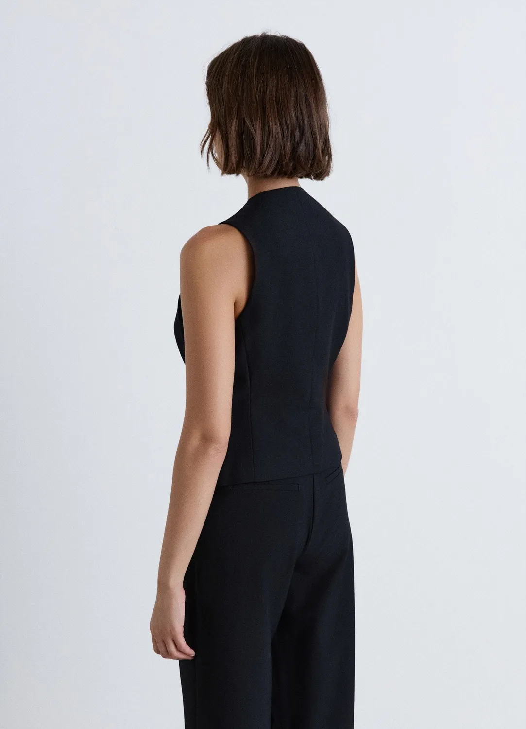 Calliope gilet tailleur femme col V boutons uni