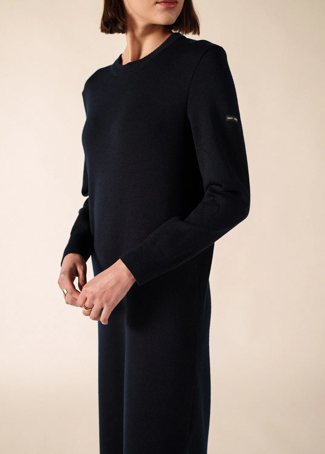 Saint James Ascou robe navy laine coupe droite