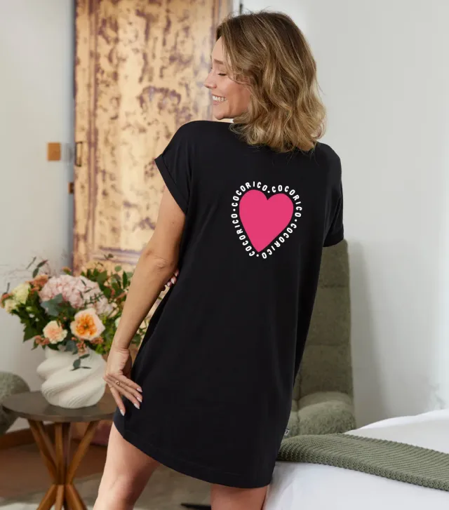 Cocorico Câlin robe de nuit femme noir coton