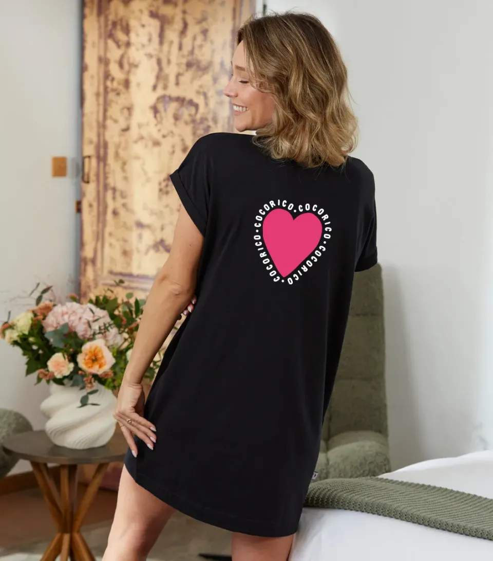 Cocorico Câlin robe de nuit femme noir coton