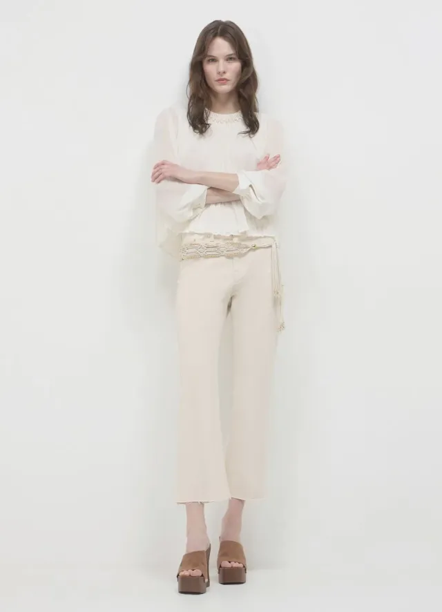 Calliope pantalon cropped flare femme coton 5 poches