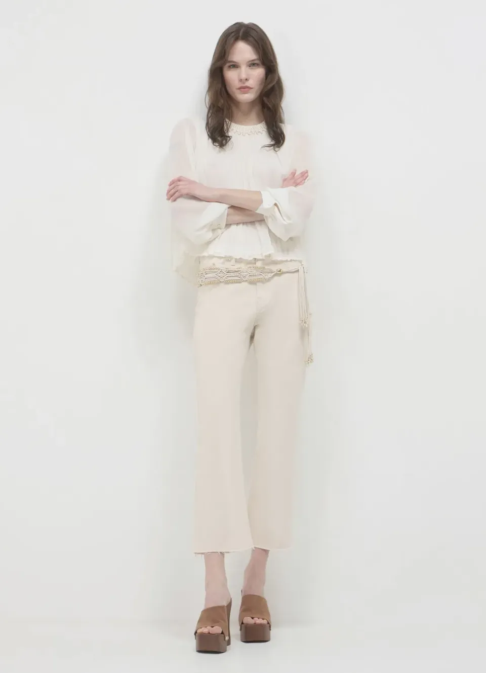 Calliope pantalon cropped flare femme coton 5 poches