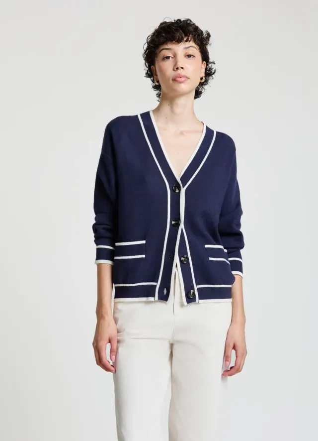 Calliope cardigan col V contrasté femme à boutons