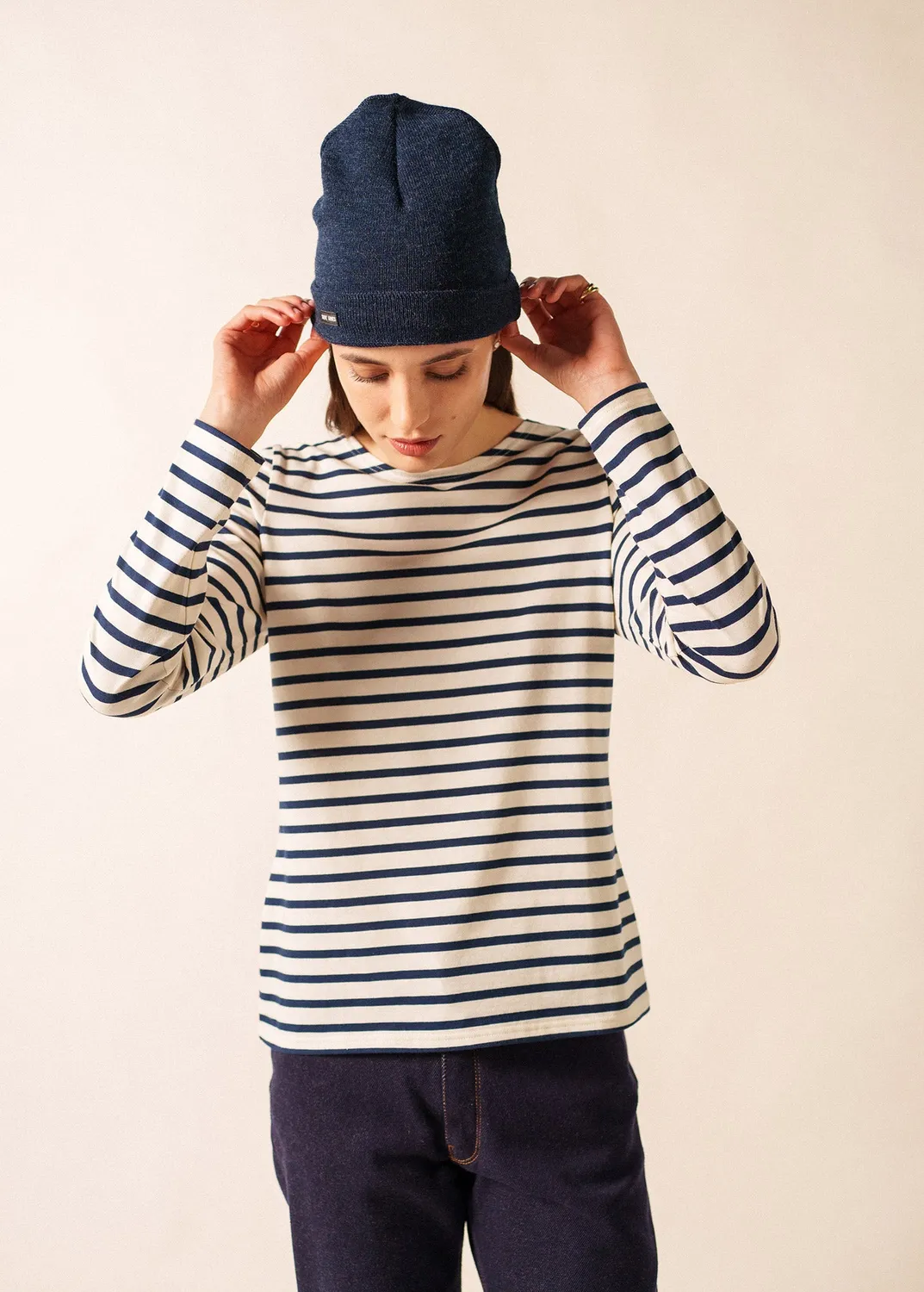 Saint James de quart bonnet laine bleu chine chaud