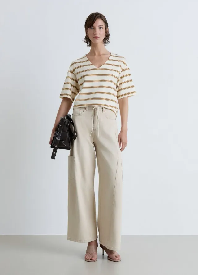 Calliope t-shirt oversize col V femme rayé