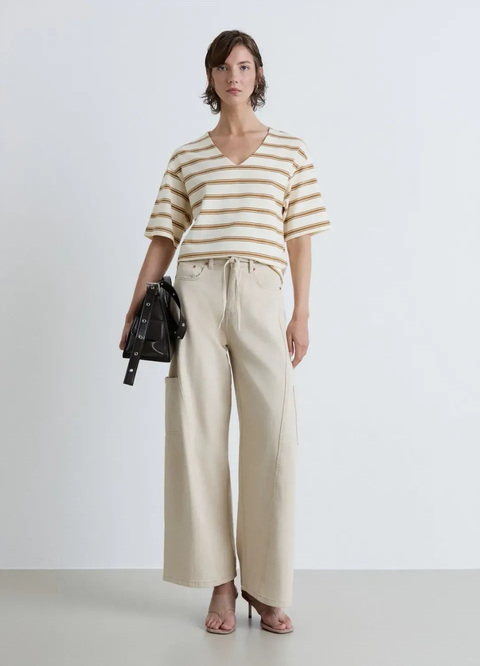 Calliope t-shirt oversize col V femme rayé