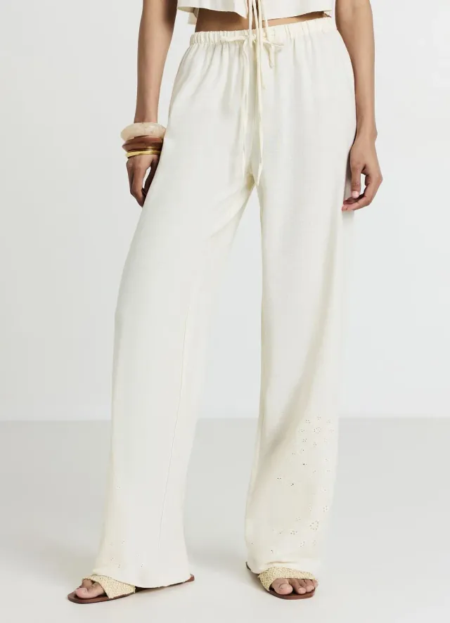 Calliope pantalon palazzo brodé femme