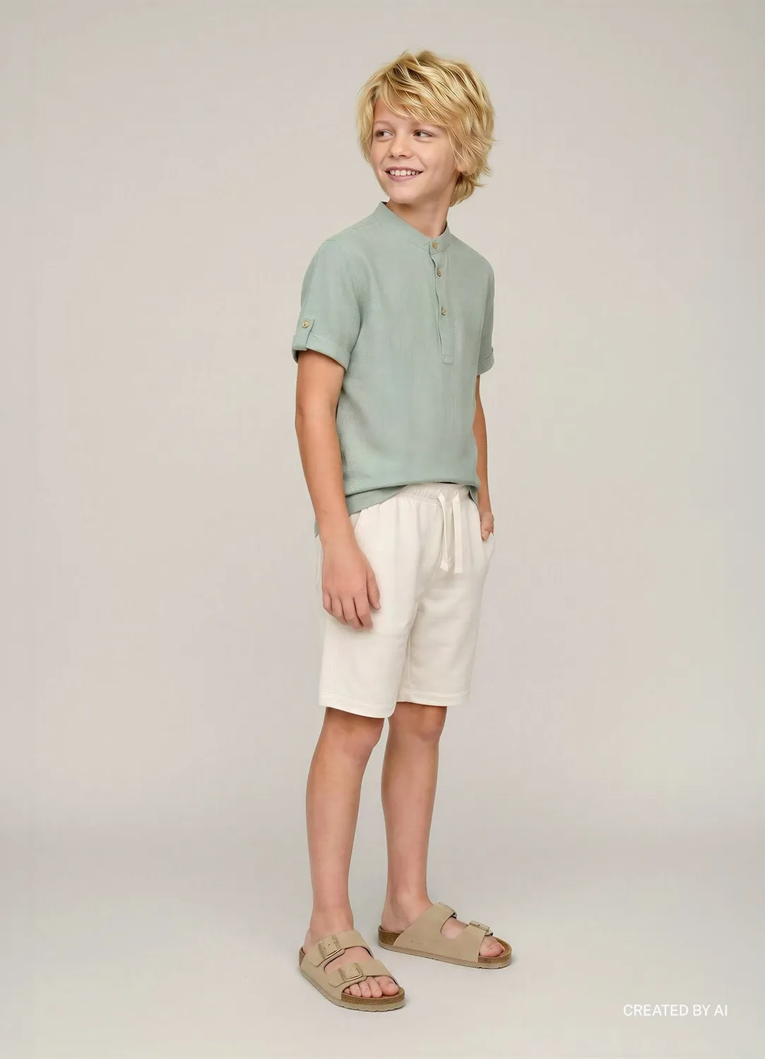 Calliope Serafino chemise enfant manches courtes unie