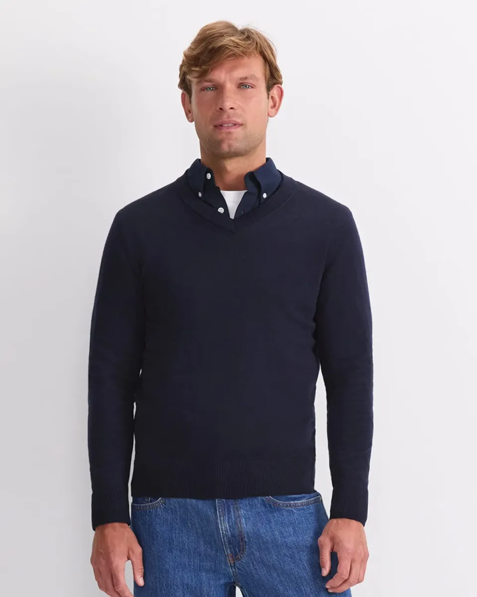 Sportscraft Merino pull col V laine homme léger
