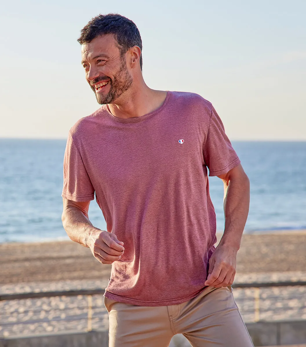 Cocorico Iconique t-shirt homme lin rose 100% lin