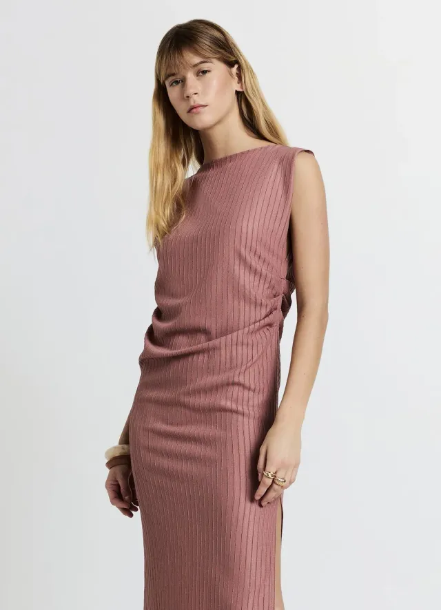 Calliope robe longue rayures relief femme sans manches