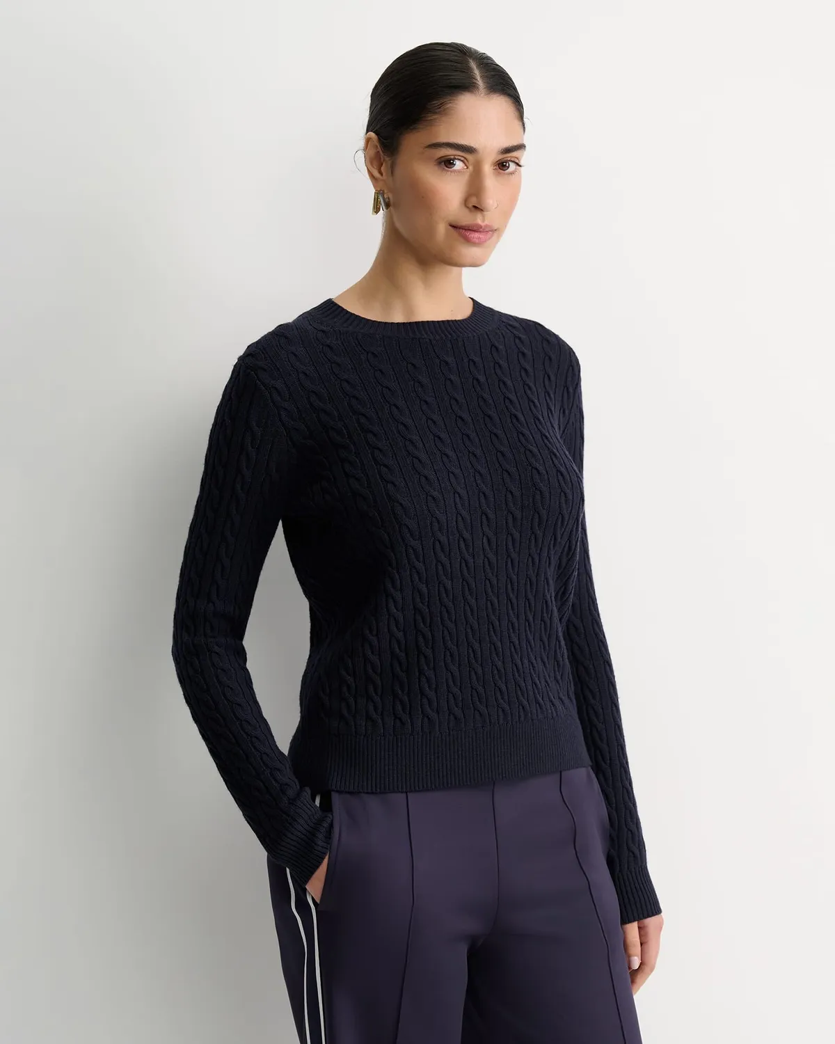 SportsCraft Baby Cable pull col rond mérinos femme