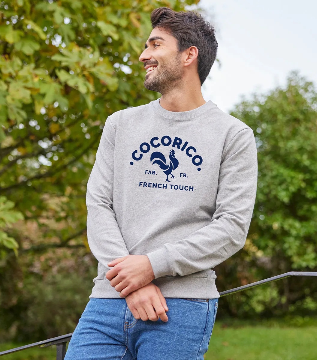 Cocorico Coq Français sweat homme gris coton peigné