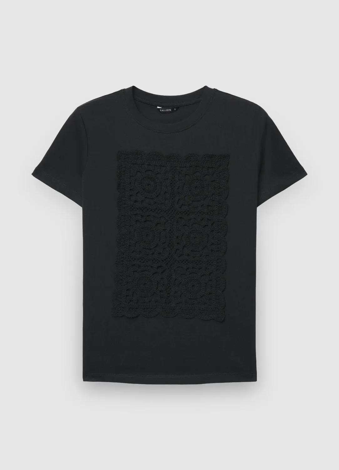 Calliope crochet t-shirt femme col rond manches courtes
