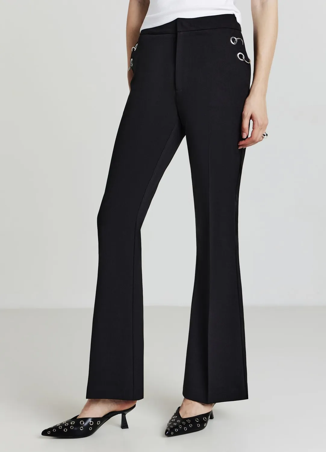 Calliope pantalon femme évasé œillets