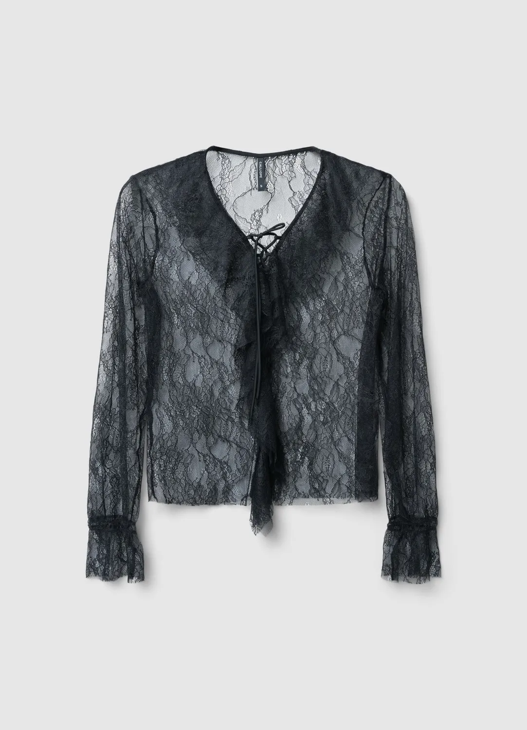 Calliope t-shirt jabot dentelle femme col V