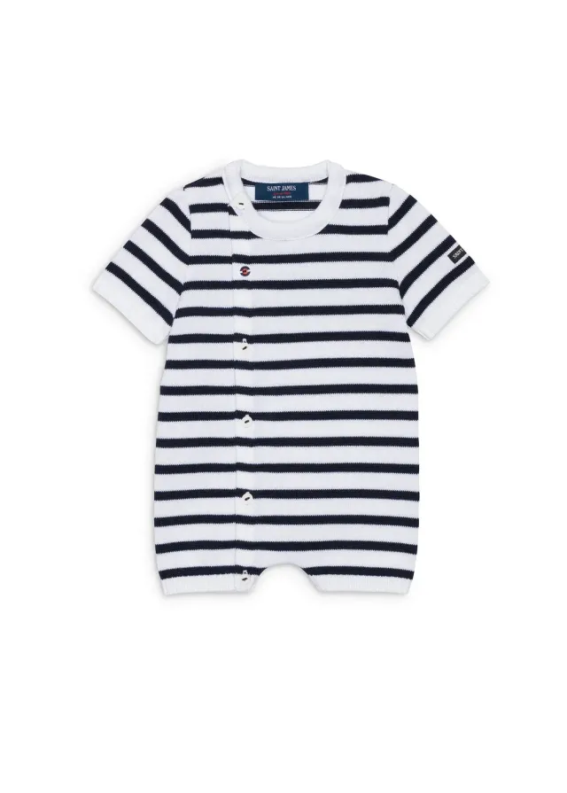 Saint James combinaison rayée blanc marine coton bébé