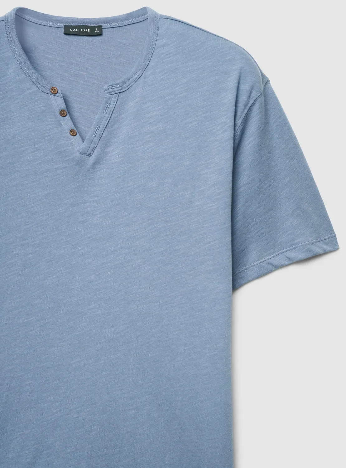 Calliope T-shirt henley homme col boutonné uni