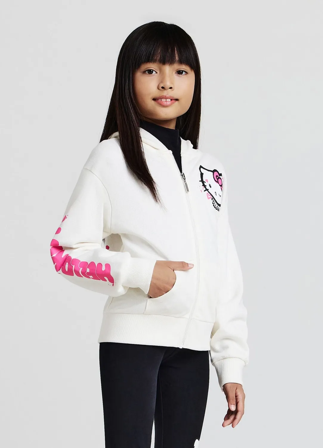 Calliope Sweat Hello Kitty fille capuche zippé poches
