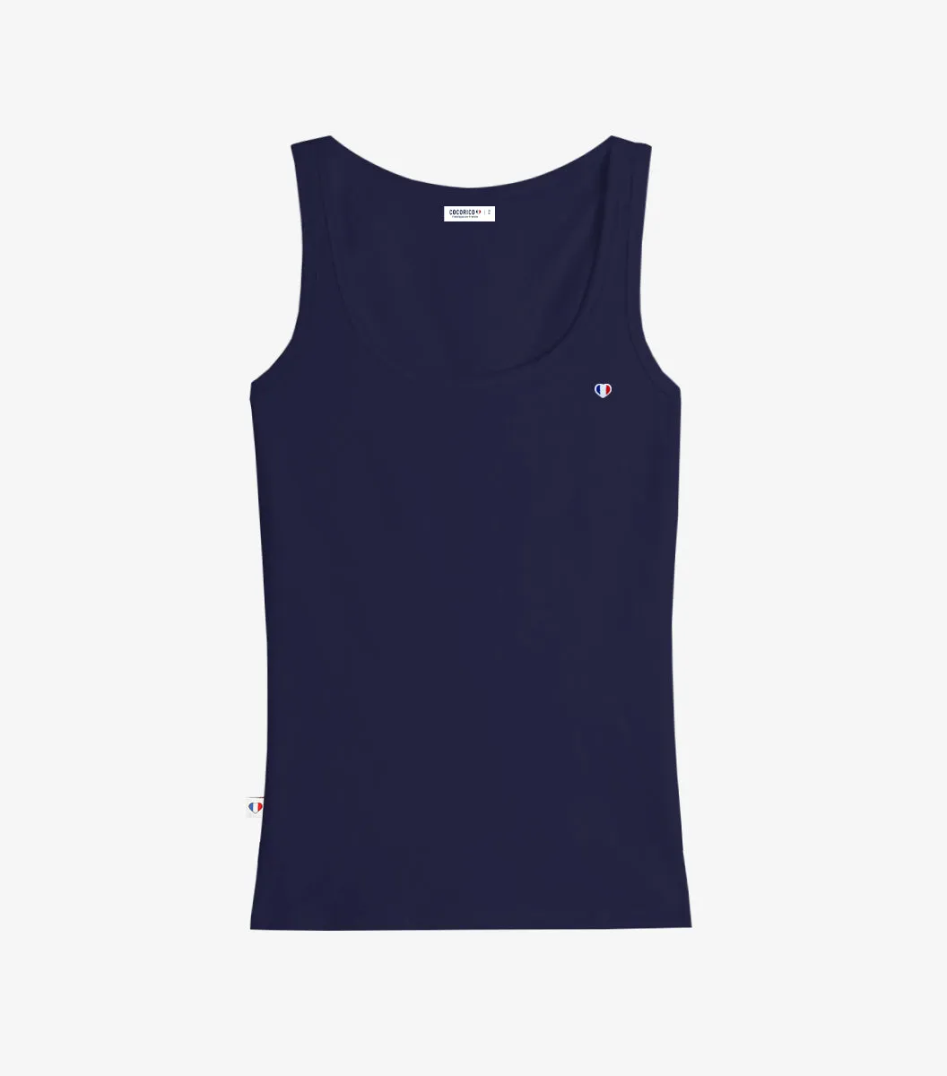 Cocorico Iconique débardeur femme marine coton