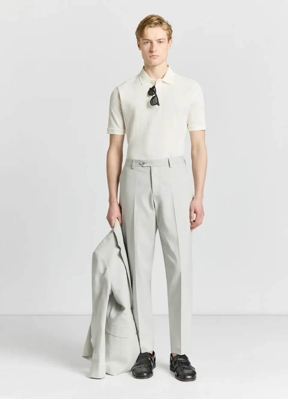 Calliope polo homme uni manches courtes col boutonné