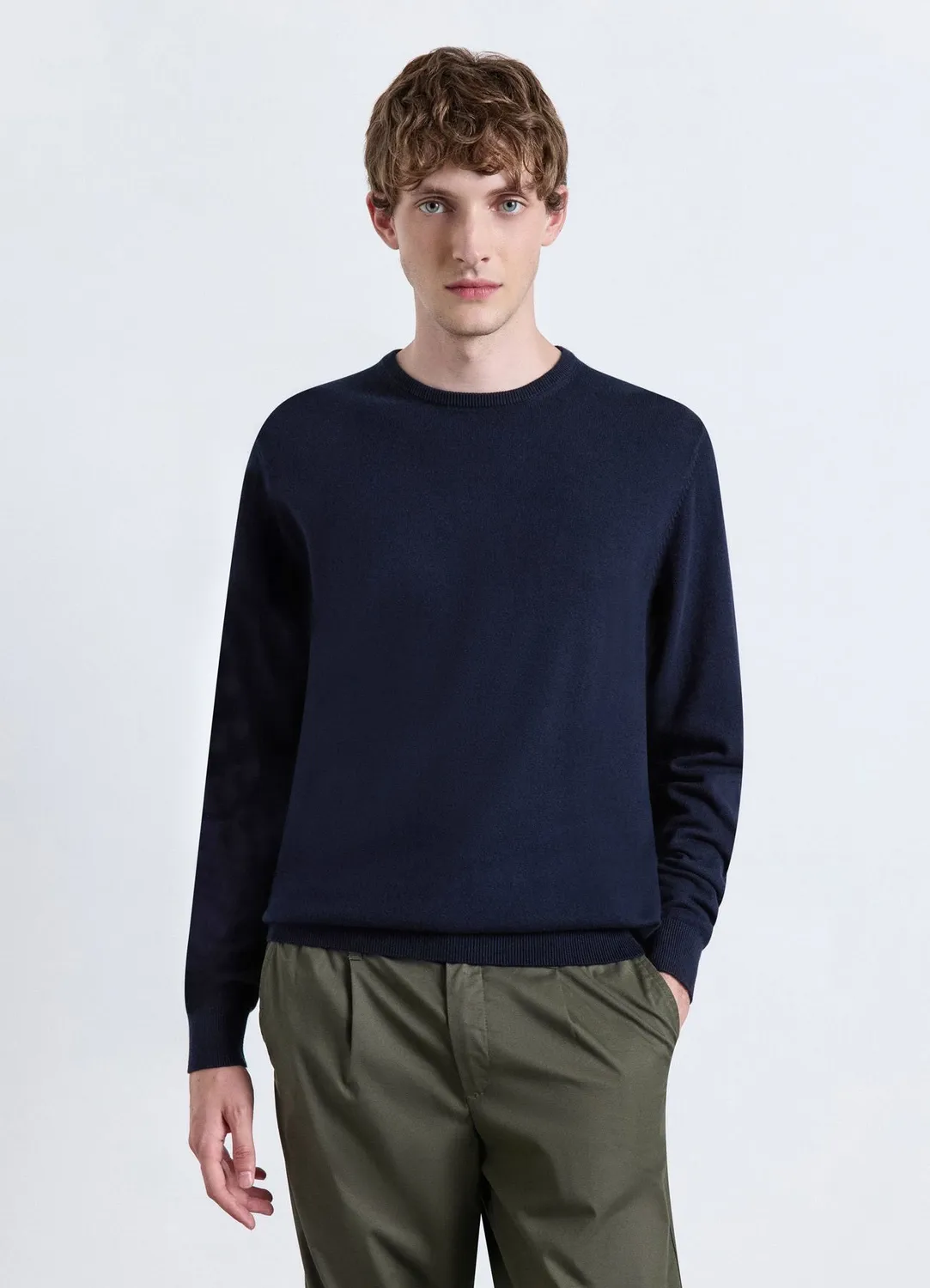 Calliope pull col rond homme uni manches longues