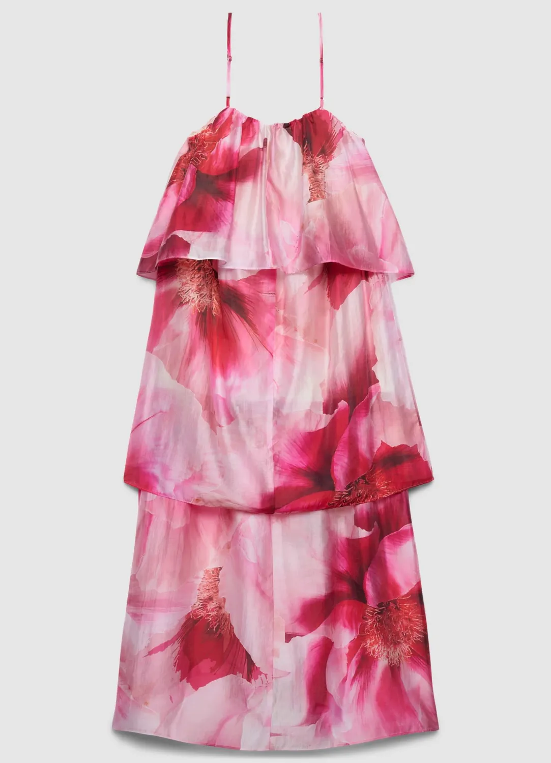 Calliope robe longue femme fleurie à volants
