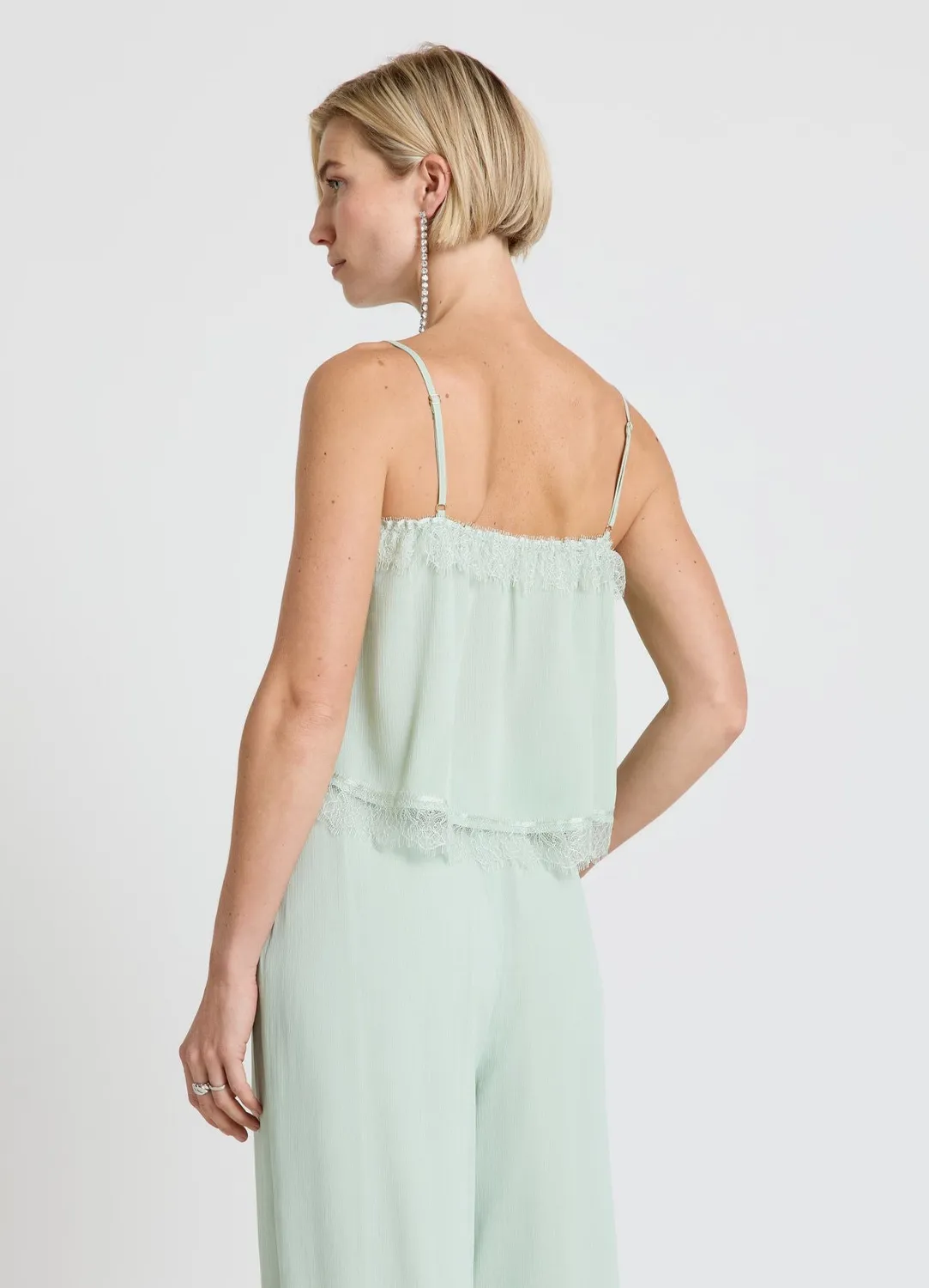 Calliope Top volants caraco femme uni dentelle