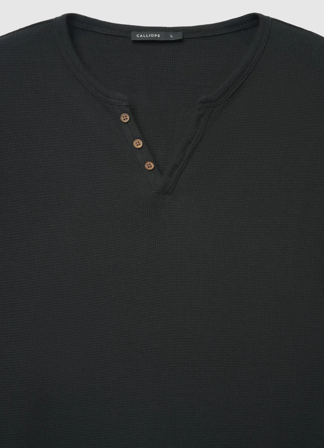 Calliope T-shirt serafino waffle homme manches longues uni