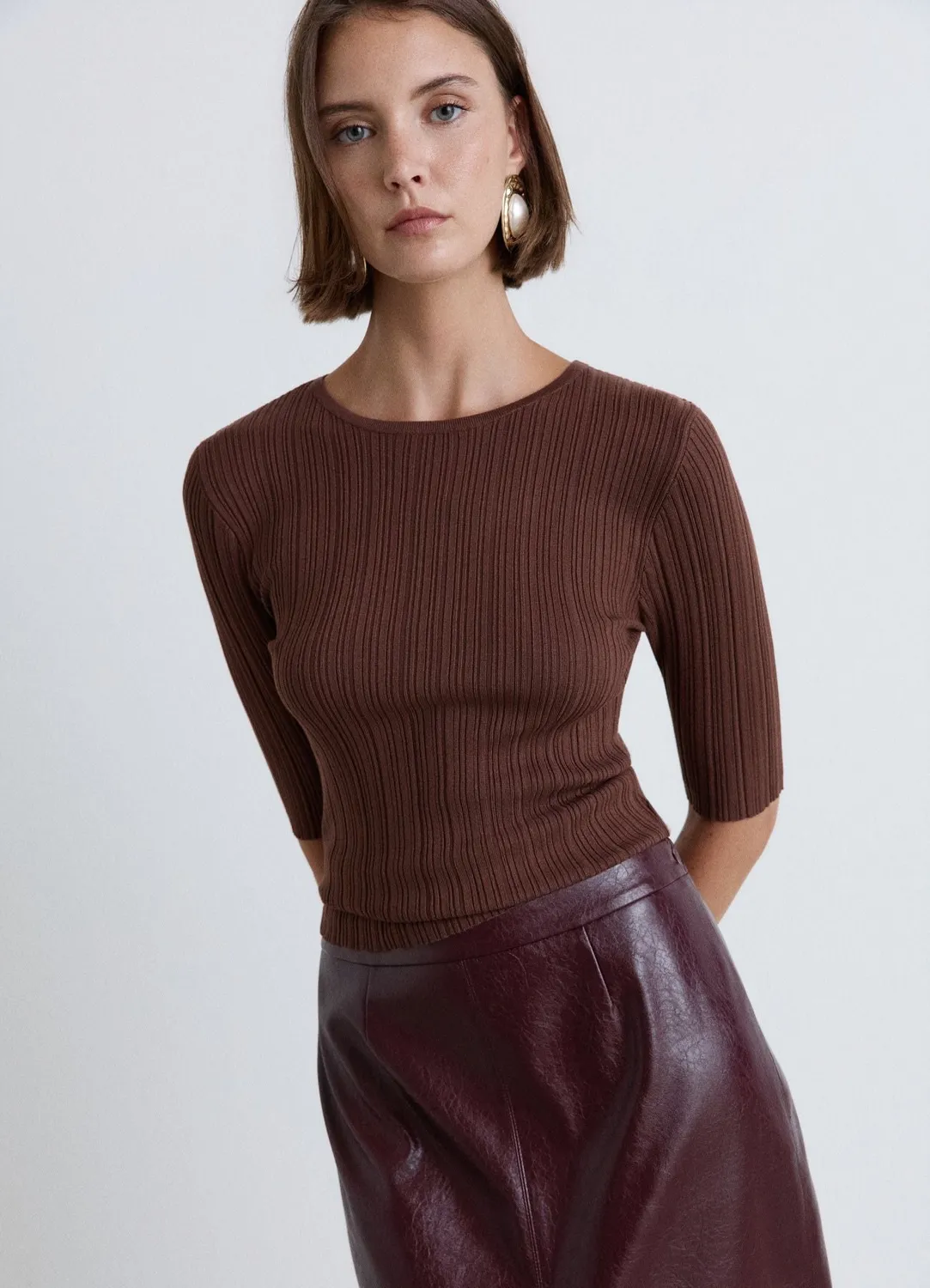 Calliope t-shirt côtelé col rond femme