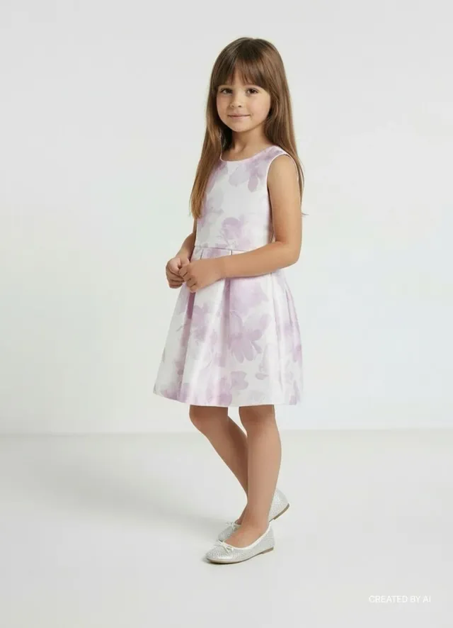 Calliope robe fille fleurie évasée sans manches