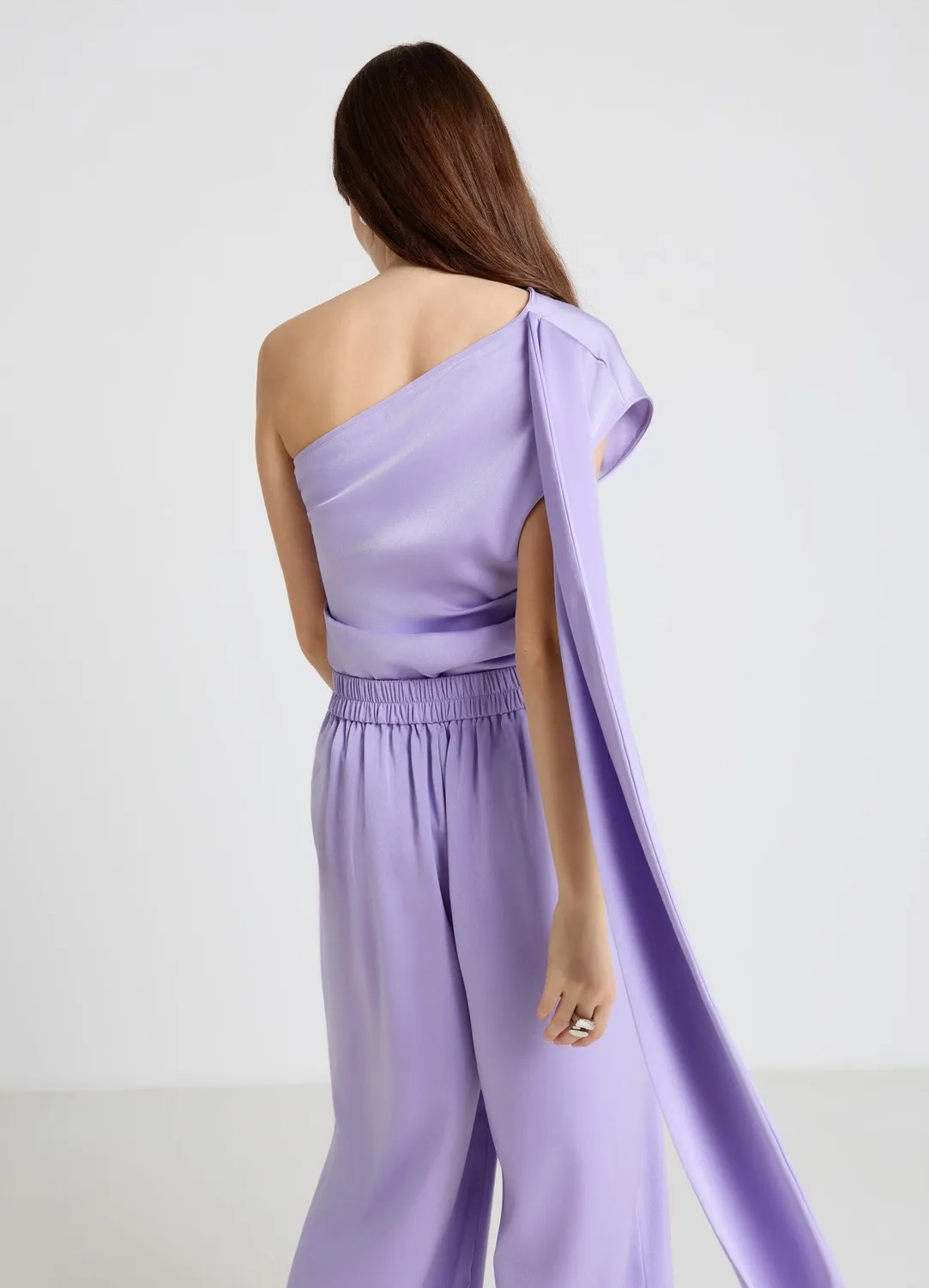 Calliope top une épaule femme satiné foulard