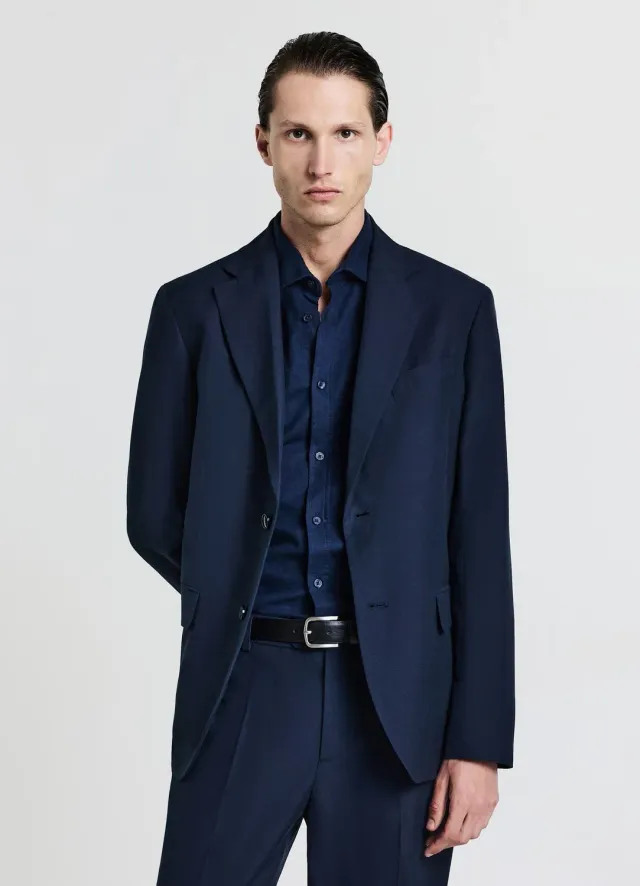 Calliope Veste monopetto lin homme coupe droite
