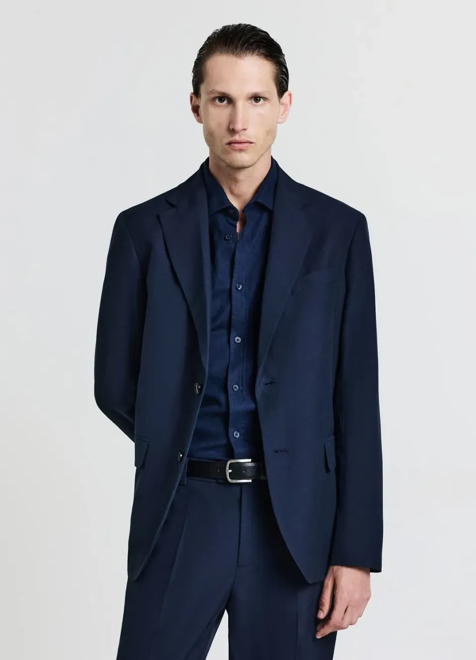 Calliope Veste monopetto lin homme coupe droite