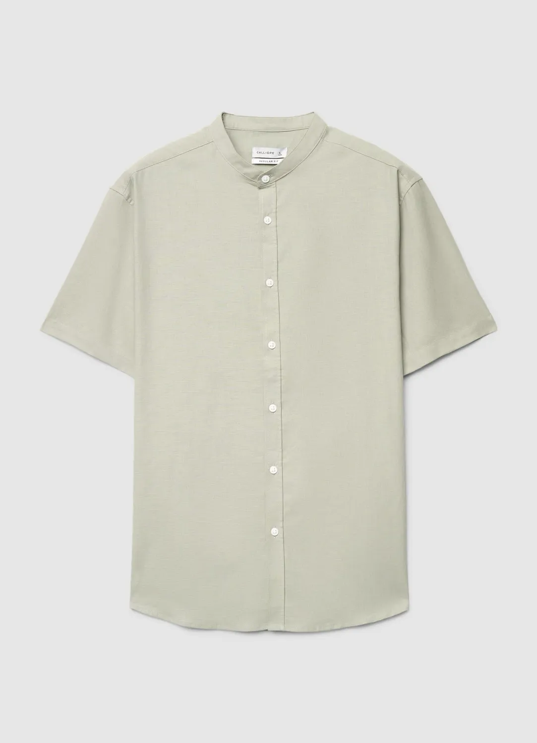 Calliope Chemise Mao Unie Chemise Homme Manches Courtes