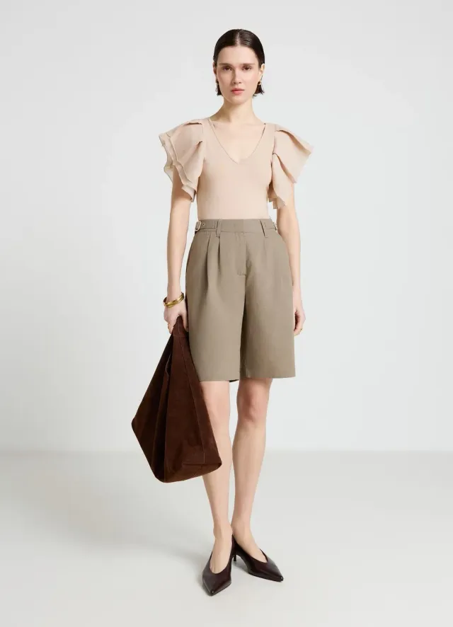 Calliope Bermuda à boucles short femme taille haute