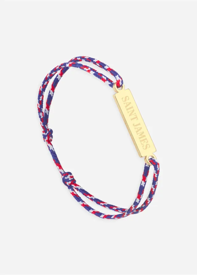 Saint James Vent Française bracelet lien or tricolore coton