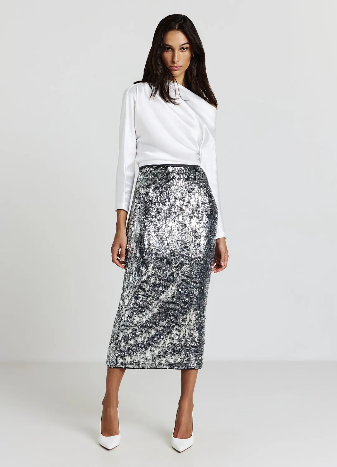 Calliope Blusa asimmetrica Blouse femme similsatin